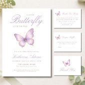 Étiquette Baby Shower Papillon Violet Bébé