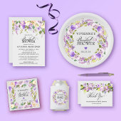 Serviette En Papier Élégante Fête des mariées florale blanche violette