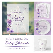 Invitation Baisers de papillon Fête de naissance Bohème Viole