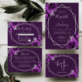 Save The Date Plum mauve Argent Floral Géométrique Enregistrer l