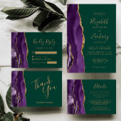 Carte Purple Agate Emerald Green Réservé Mariage Place
