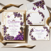 Placement Carte de table papillon Roses Dorées Violettes