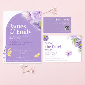 Purple Peonies Mariage Inviter Carte de boîtier