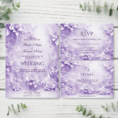 Paarse witte bloemen Verloving uitnodiging (Personaliseer de collectie van deze zelfstandige maker.)