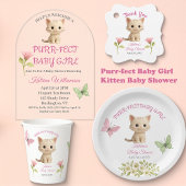 Invitations En Acrylique Baby shower Purr-fect bébé fille chaton