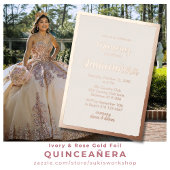 Coeurs d'or Rose ivoire Quinceañera Invitation