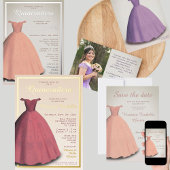 Invitation En Aluminium Quinceañera a mis coince robe rouge Foil Invitatio