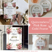 Menu Quinceañera Rose Rose Gold Frame 15e anniversaire