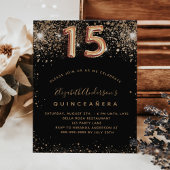 Badge Quinceanera en or noir parties scintillant invitat