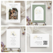 Bandeau De Faire-part Vert sauge | Mariage chic simple script