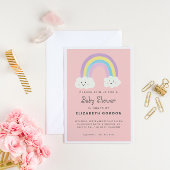 Poster Arc-en-ciel Baby shower fille rose signer le livre