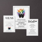 Bruid en bruidegom Rainbow Burst Bruiloft Kaart (Personaliseer de collectie van deze zelfstandige maker.)