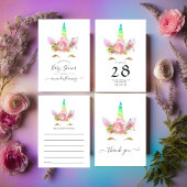 Invitation Rainbow Unicorn Baby shower par courrier