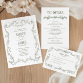 Programme Mariage à monogramme avec crête de sauge à la rose