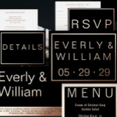 Carte Postale D'invitation À Feuilles D'aluminium Simple moderne ROSE Gold Bordure Mariage RSVP