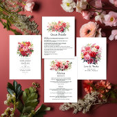 Rood, Roze, en Groene Bloemen Huwelijk Save The Date