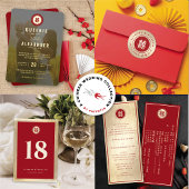 Aimant Red Gold Classic Circle Double Xi Mariage chinois