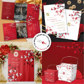 Signe De Table Cherry Blossoms & Double Bonheur Mariage chinois