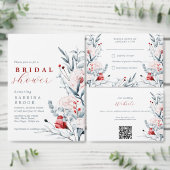 Rode En Blauwe Bloem Bloemstuk Bruiloft Website QR Informatiekaartje (Personaliseer de collectie van deze zelfstandige maker.)