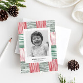 Papier Cadeau Rouge Vert aquarelle rayures Motif une photo