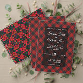 Moderne rode Buffalo geruite trouwuitnodiging Kaart (Personaliseer deze collectie van deze onafhankelijke maker. Test)