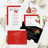 Invitation Sage Et Cerises Rouges Élégants Et Mariage Code QR