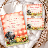 Invitation Red Gingham Baby Q Baby Shower