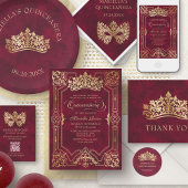 Serviette En Papier Mascarade rouge Masque élégant Quinceanera