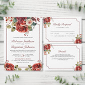 Red Roses Floral Photo QR Code Wedding Save The Date (Personaliseer de collectie van deze zelfstandige maker.)
