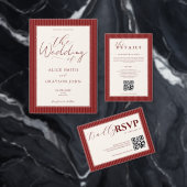 RSVP de mariage rayé classique en script sur velou (Personnalisez la collection de ce créateur indépendant. )