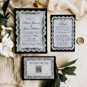 Numéro de table de mariage en dentelle noir et bla