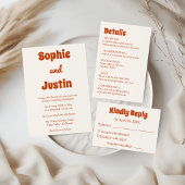 Invitation Mariage à la typographie orange brûlée rétro