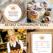 Carte De Remerciements Retro Cinnamon Roll Logo Cake Care Instructions