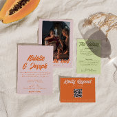 Invitation Modern Colorful Bold Fun Colorful Retro Wedding