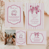 Retro Disco Roze Bow Bruids Douche Uitnodiging