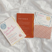 Invitation Terracotta Retro Disco Wedding