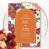 Invitation Boho Chic Floral Code QR Enregistrer la Date