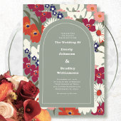 Invitation Boho Chic Floral Code QR Enregistrer la Date