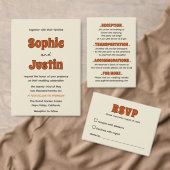 Menu Mariage rétro funky orange brûlé (Personnalisez la collection de ce créateur indépendant. )