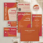 Save The Date Retro 70s red orange beige wedding