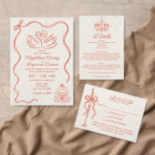 Cartons Réponse Site Web Mariage Orange dessiné à main rétro Code (Personnalisez la collection de ce créateur indépendant. )