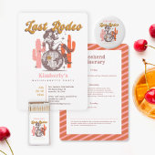 Invitations En Acrylique Retro Pink Yellow Cowgirl Last Disco Nash Bash