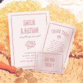 Colorful Retro Hand Drawn Modern Wedding Kaart