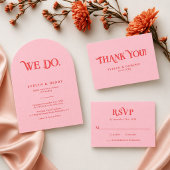Carte De Placement Retro Modern Pink and Red Wedding Table