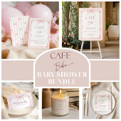 Poster Retro Pink Cafe Bebe Coffee Baby Shower Welcome