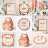 Invitation Fête des mariées moderne rétro rose orange du mili