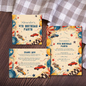 Sticker Rond Retro Race Car Birthday Party