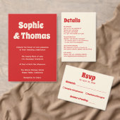 Invitation Mariage Minimaliste Moderne Rétro Rouge (Personnalisez la collection de ce créateur indépendant. )