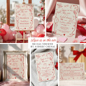 Invitation Retro Red Pink Love dans la douche nuptiale