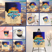 Retro Surfer Car Baby shower Kaart